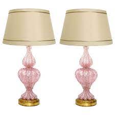 Pair Murano Pink Glass Lamps Gmd 2745