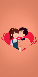 love kiss cartoon cute couple in