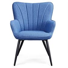 Whether you're looking to buy armchairs & accent chairs online. Amazon Com Topeakmart Fabric Upholstered Accent Chair Modern Armchair Dining Chair Curved Back Side Chair For Living Room Dining Room Bedroom Blue Chairs