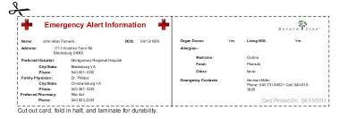 Medical Alert Card Template Free Printable Medical Wallet Id Cards