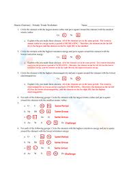 worksheet answers of periodic trends