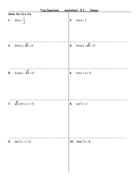 Trig Equations Worksheet 5 1 Name
