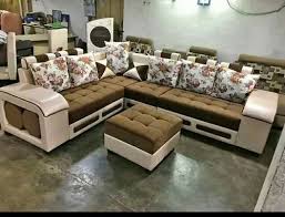 wood fabric l shape sectional sofa set