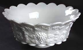 Paneled G Milk Glass Punch Bowl By