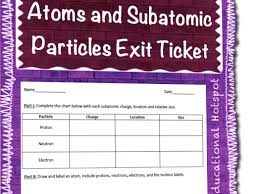 Atoms And Subatomic Particles Exit Ticket Assessment