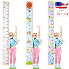 Baby Cute Height Growth Chart Hanging Rulers Kids Room Wall Wooden Diy Decor Us