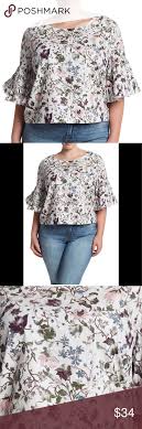 New Melrose And Market Floral 3 4 Sleeve Top Sz 1x A