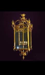 French Empire Brass And Glass Lantern