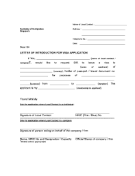 introductory letter for visa form