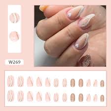 nails short almond fake nails white