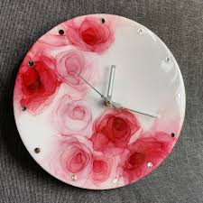 Resin Rose Wall Clock With Name