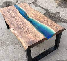 An Resin River Table With Wood