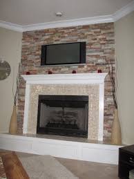 Stacked Stone Fireplace Wall Completed
