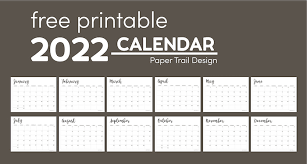2022 calendar printable free template
