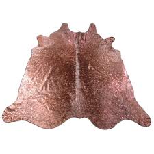 bronze metallic acid washed cowhide rug