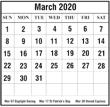 Free Blank March 2020 Printable Calendar In Pdf Excel Word