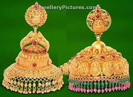 gold jhumka designs in grt jewellery