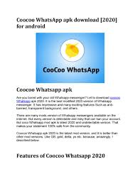 All recent and old versions. Coocoo Whatsapp Apk Download 2020 For Android By Jawad Bahashwan Issuu