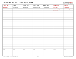 weekly calendars 2022 for excel 12