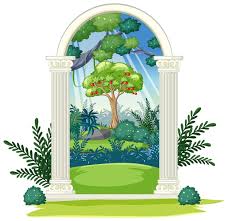 Garden Of Eden Cartoon Background Scene