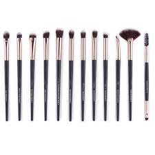 12pcs makeup brushes set synthetic wooden handle soft blending eyeshadow cosmetics brushes black