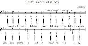 The song recounts the attempts to. London Bridges Falling Down Sheet Music And Tin Whistle Notes Irish Folk Songs