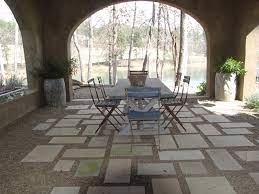 Cut Stone Pavers With Pea Gravel Joints