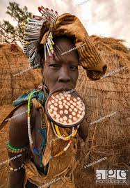 mursi woman with lip plate in the lower