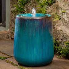 Daralis Fountain Blue Outdoor Ceramic