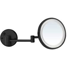 Nameeks Ar7703 Blk 7x By Nameek S Glimmer Matte Black Wall Mounted 7x Magnifying Mirror With Led Hardwired Thebathoutlet