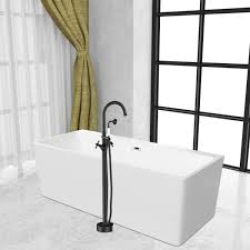 Installing a shower system diverter is the key to creating your shower faucet with handheld and showerhead. Topcraft 45 1 4 In 2 Handle Freestanding Tub Faucet With Hand Shower Head In Matte Black Ff029mb The Home Depot