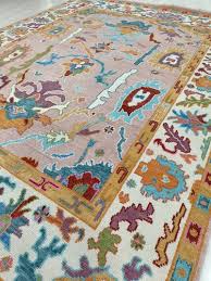 handmade pink oushak rug quick ship