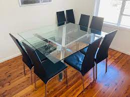 Square Glass 8 Seats Dinning Table