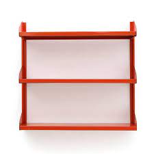 Vintage Wall Shelves In Red Painted