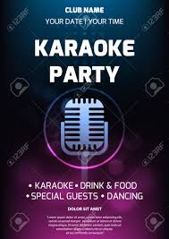 Karaoke Party Invitation Flyer Template Dark Background With