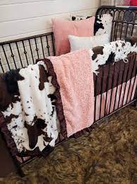 Girl Crib Bedding Cow Minky Farm
