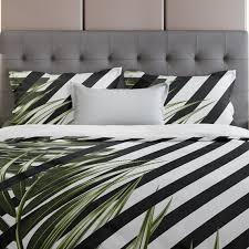 tropical leaf black and white striped