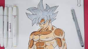 Draw a c shaped line on each side of the face to enclose the ears. How To Draw Goku Ultra Instinct Step By Step Youtube