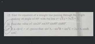 Equation Of A Straight Line Passing