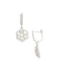 sterling silver flower drop earrings