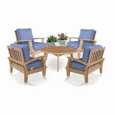 Dining tables, side tables, coffee tables, bistro tables, bar tables. 5 Pc Teak Deep Seating Conversation Set Bali With Rogan Teak Patio Furniture Teak Outdoor Furniture Teak Garden Furniture