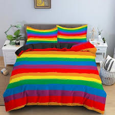 colorful stripe bedding set rainbow