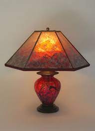 Art Glass Lamp Six Panel Mica Shade