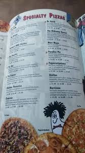 menu at hideaway pizza pizzeria broken