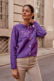 Purple valeria chanel cardigan | Women's jumpers and cardigans | Cortefiel