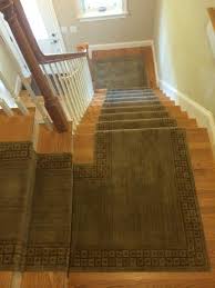 sage green stair runner unifies two