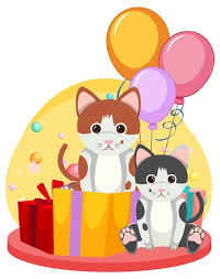 happy birthday cat clipart vectors