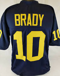 Details About Tom Brady Unsigned Custom Sewn Blue College Football Jersey Size L Xl 2xl