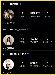 TWICE CHART JAPAN 🏁💐🇯🇵 on X: 📱Instagram 日本の有名人芸能人 フォロワー数ランキング 🍑5位  MOMO (모모) ー 595.7万 🐹6位 SANA (사나) ー 551万 🐧9位 MINA (미나) ー 500.8万 個人インスタ開設発表から2週間ちょっとでミサモ全員TOP  10入り🔥 #モモ #サナ ...