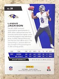 2018 panini prizm prizm red wave #212 lamar jackson. Lamar Jackson 2020 Panini Playoff Football Baltimore Ravens Card Kbk Sports
